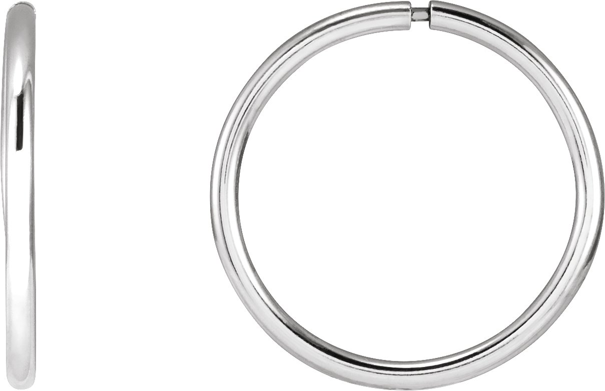 Sterling Silver Endless Tube 15 mm Hoop Earrings