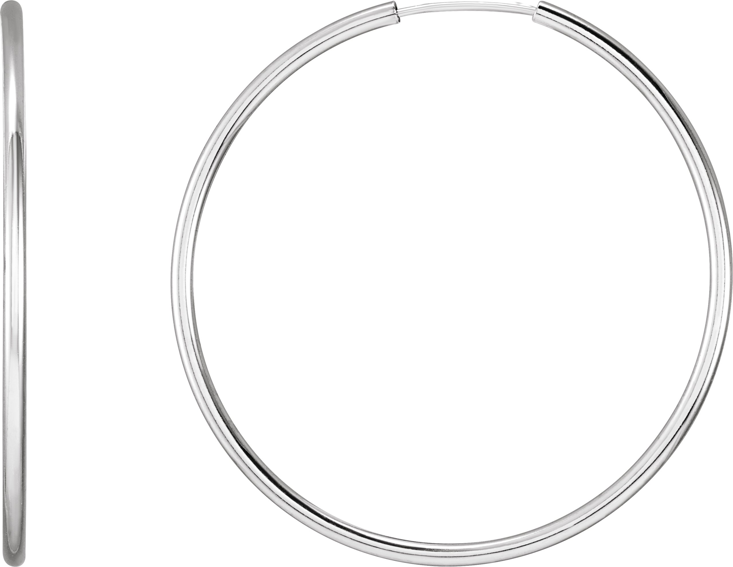 Sterling Silver Endless Tube 40 mm Hoop Earrings