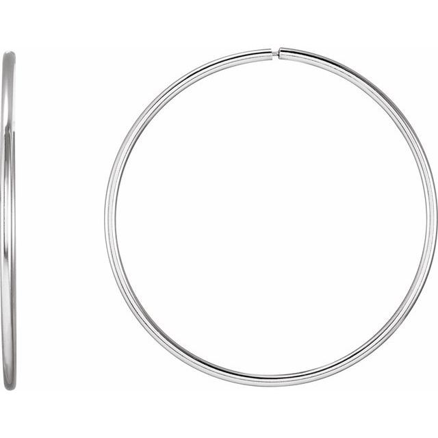 Sterling Silver 45 mm Endless Hoop Tube Earrings 