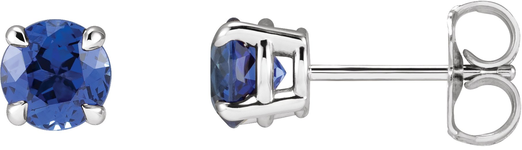 14K White Lab-Grown Blue Sapphire Earrings