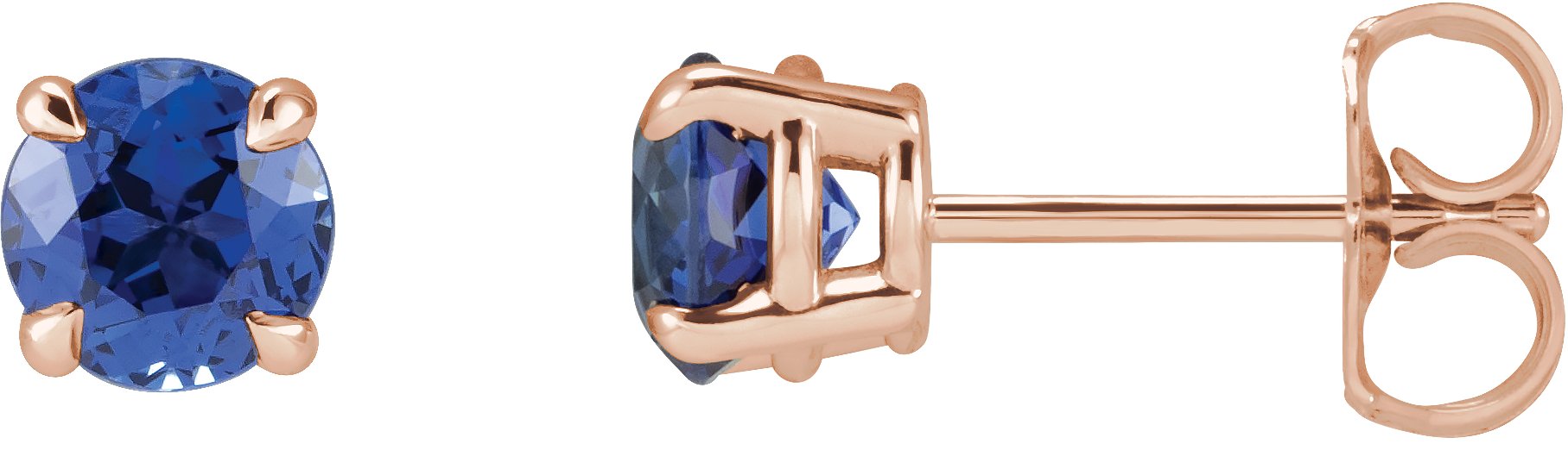 14K Rose Lab-Grown Blue Sapphire Earrings