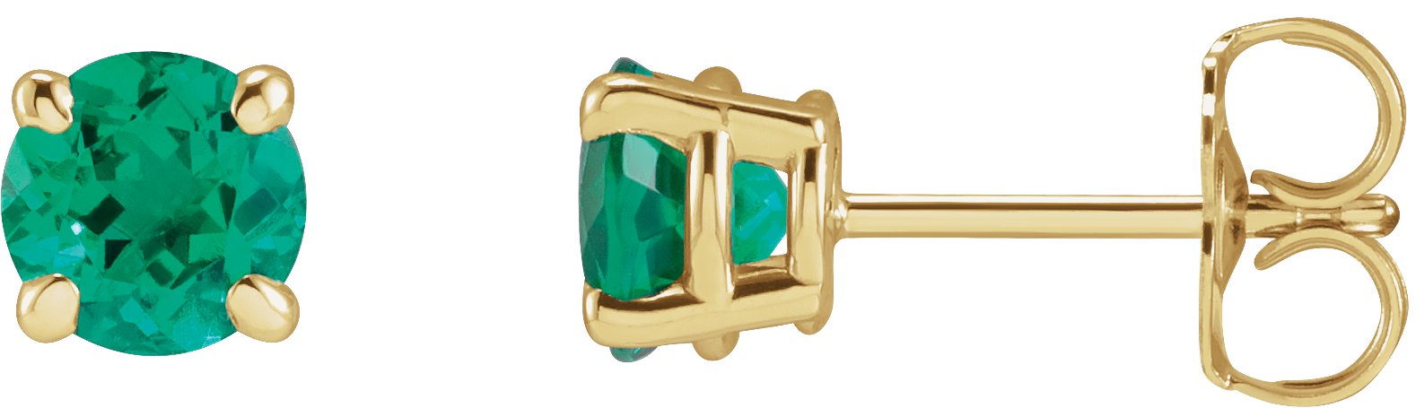 14K Yellow Lab-Grown Emerald Earrings