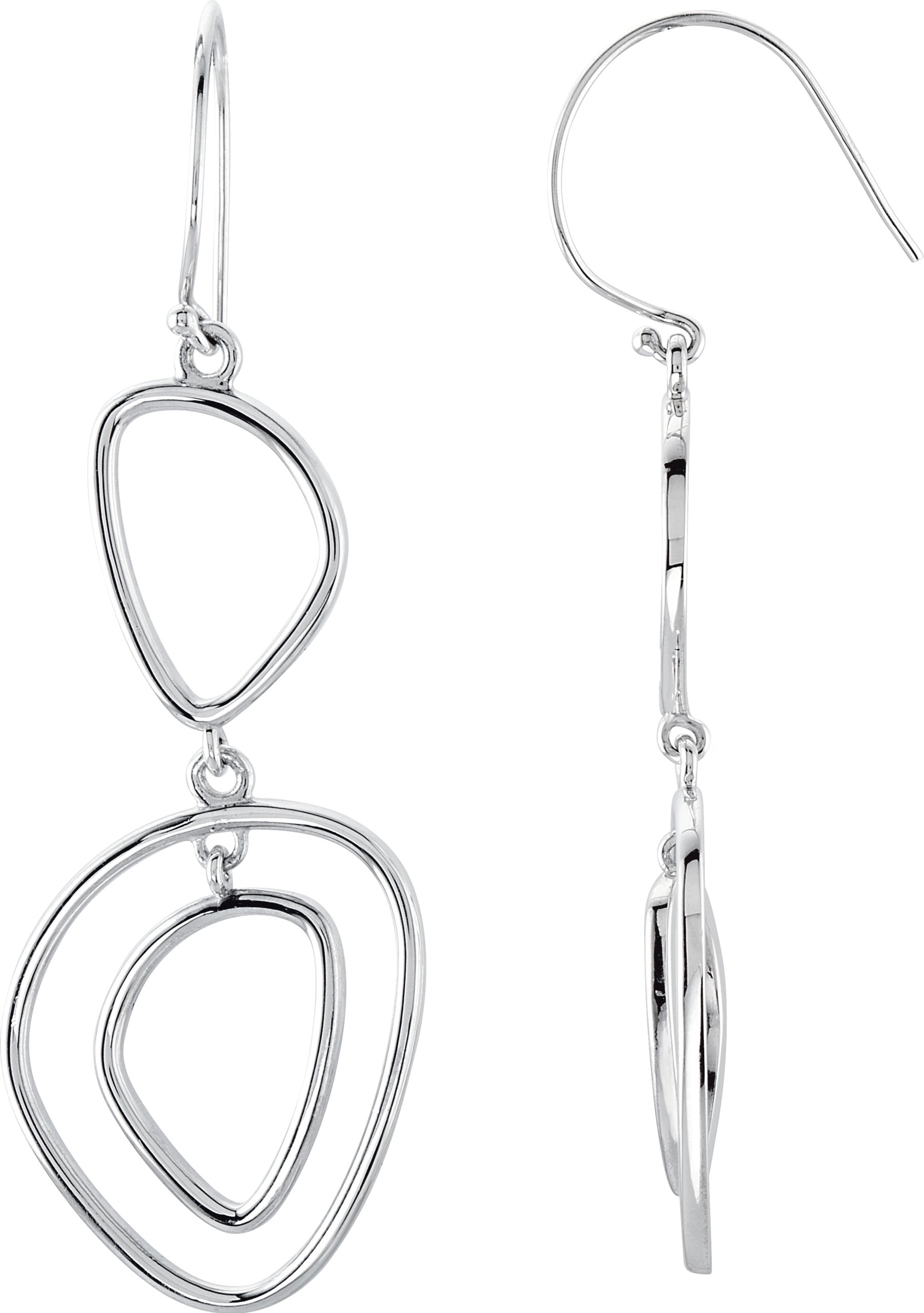 14K White Right Dangle Earring