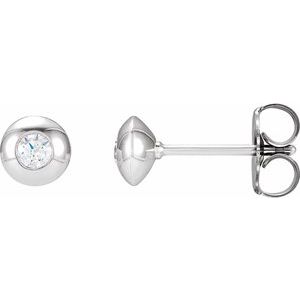 14K White 1/8 CTW Natural Diamond Domed Bezel-Set Earrings