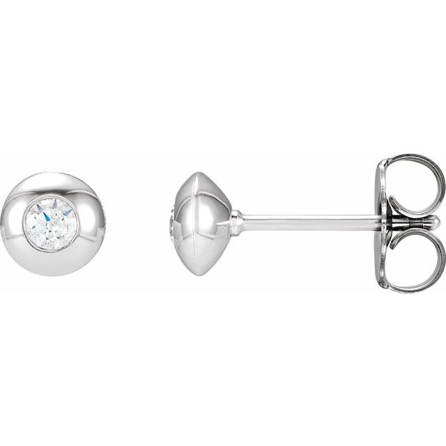 14K White 1/8 CTW Diamond Domed Bezel-Set Earrings
