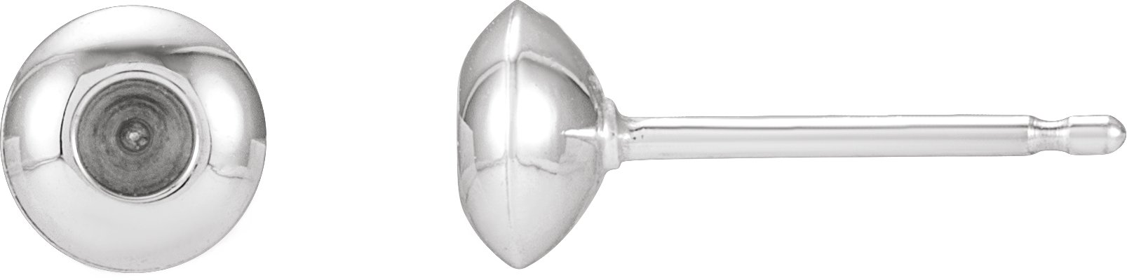 14K White 2.5 mm Round Domed Bezel-Set Earring Mounting