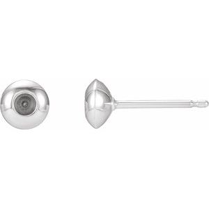 Platinum 2.5 mm Round Domed Bezel-Set Earring Mounting