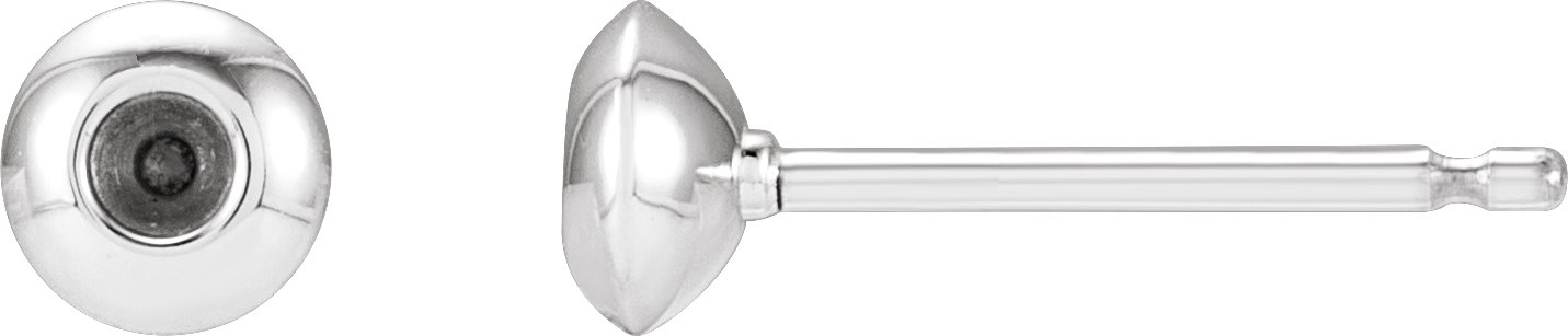 14K White 2 mm Round Domed Bezel-Set Earring Mounting