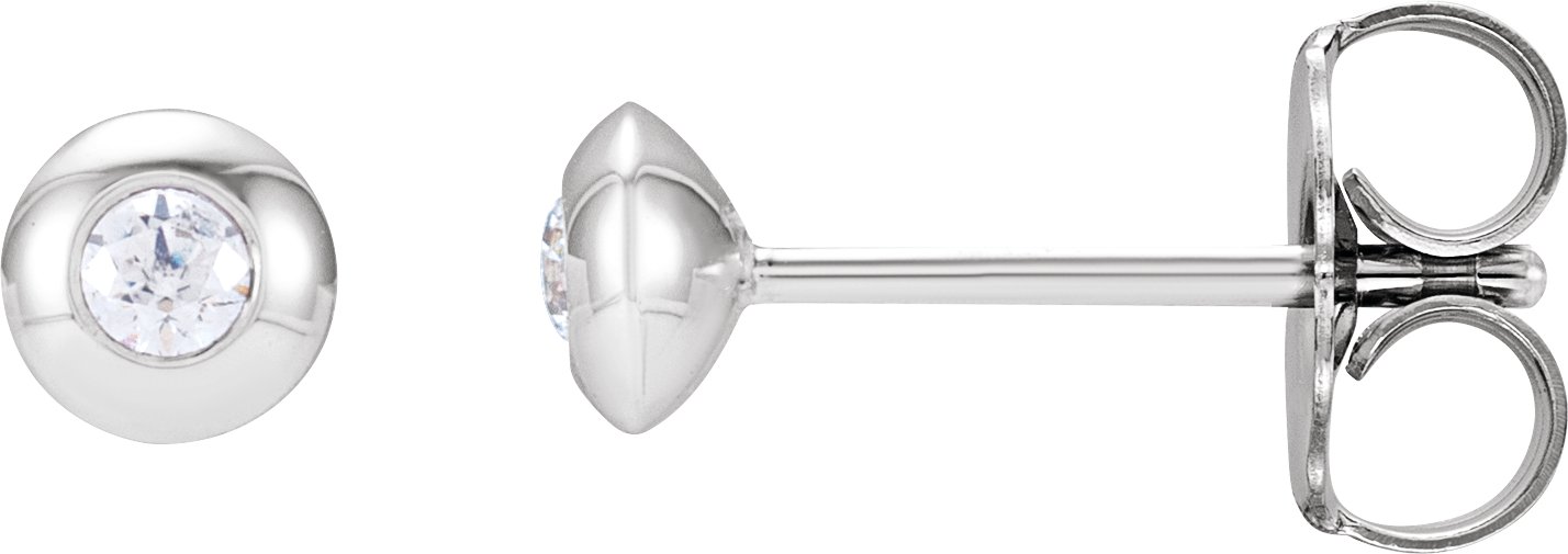 14K White .06 CTW Natural Diamond Domed Bezel-Set Earrings