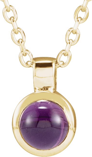 14K Yellow Natural Amethyst Bezel-Set 16-18" Necklace