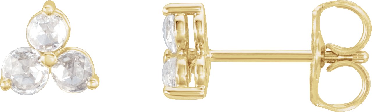 14K Yellow 1/5 CTW Rose-Cut Natural Diamond Three-Stone Earrings