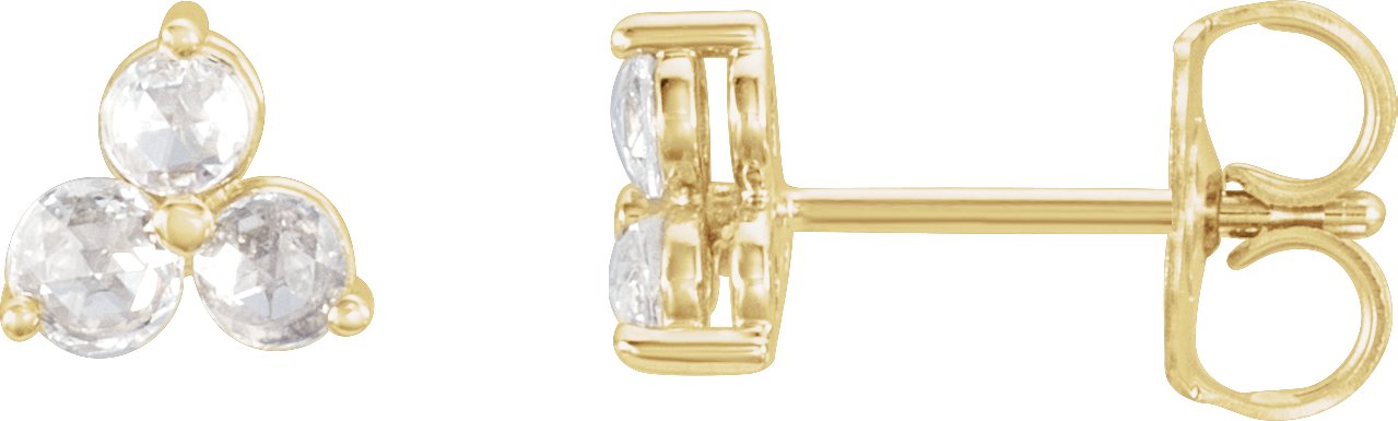 14k Solid Gold Diamond Cross Stud Ear Rings (.05CTW)