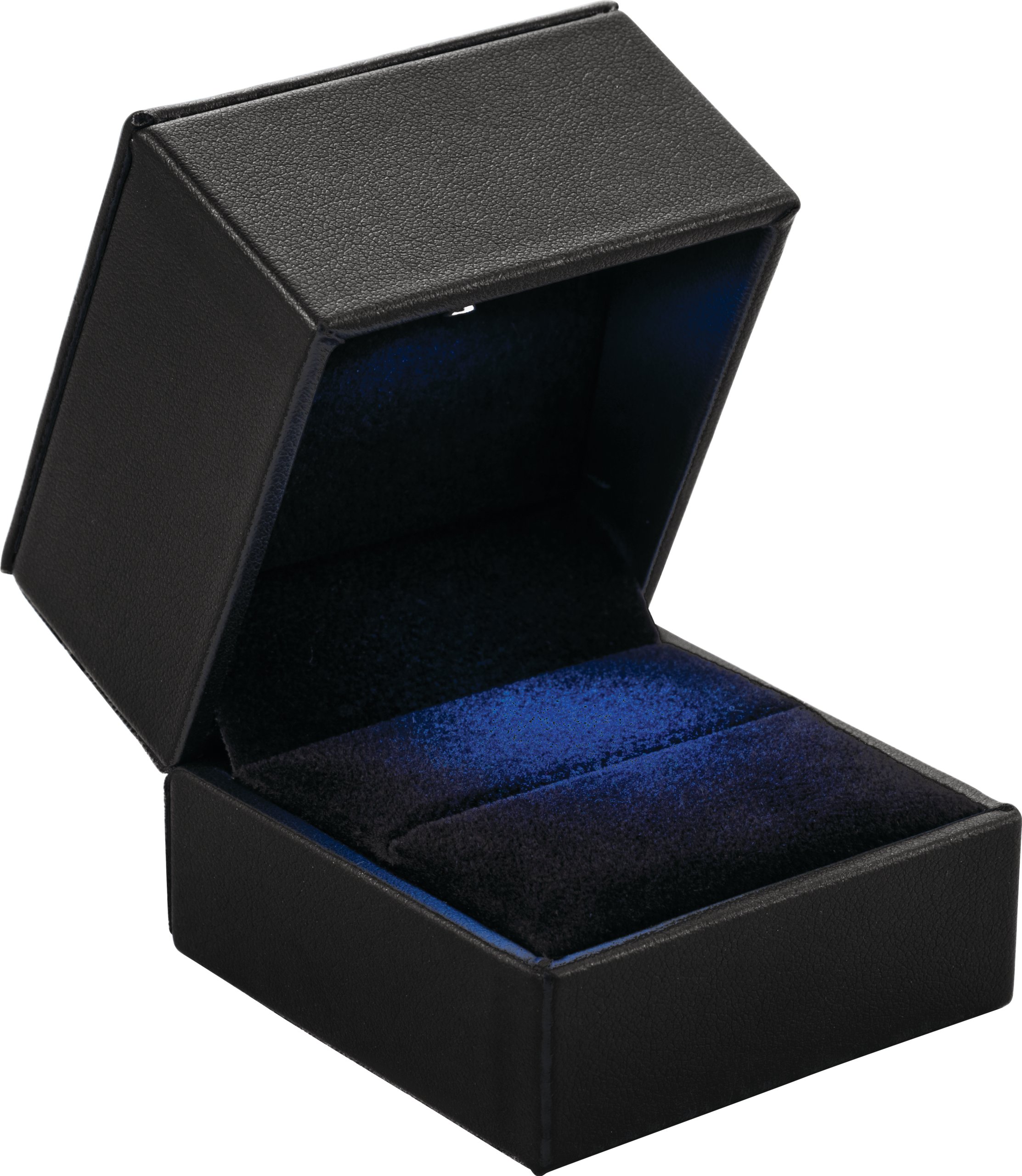 LED Black Leatherette Ring Boxes