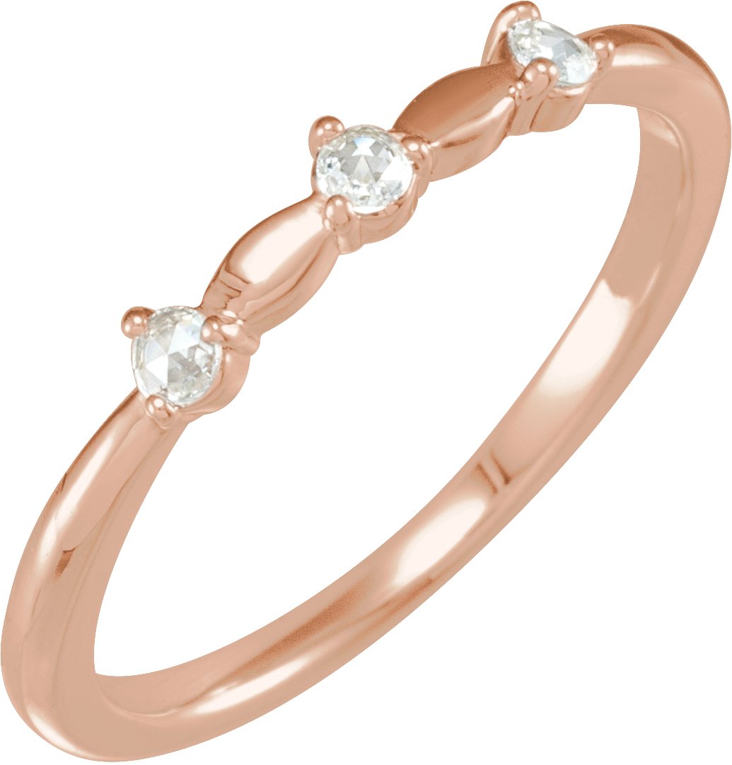 14K Rose 1/10 CTW Rose-Cut Natural Diamond Stackable Ring