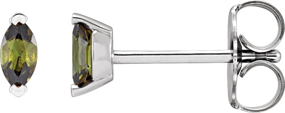 Sterling Silver Natural Green Tourmaline Earrings Ref 18854779