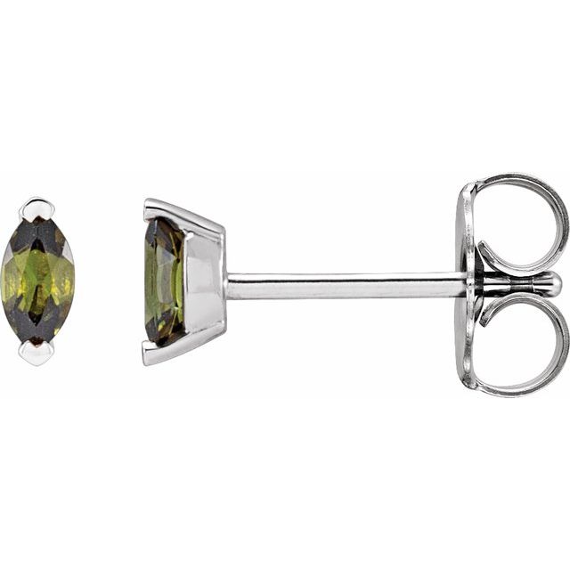 Sterling Silver Natural Green Tourmaline Earrings
