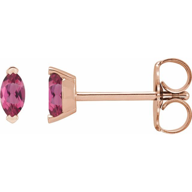 14K Rose Natural Pink Tourmaline Earrings