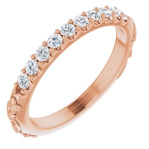 14K Rose 1/4 CTW Natural Diamond Floral-Inspired Anniversary Band