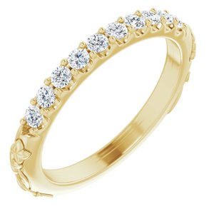 14K Yellow 1/4 CTW Natural Diamond Floral-Inspired Anniversary Band