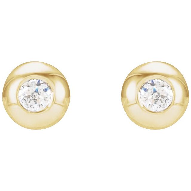 14K Yellow .03 CTW Natural Diamond Domed Bezel-Set Earrings