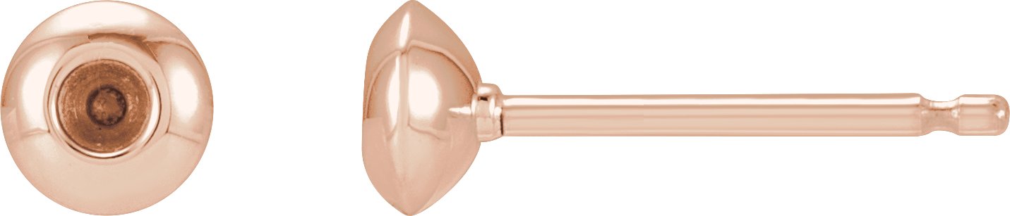 14K Rose 2 mm Round Domed Bezel-Set Earring Mounting