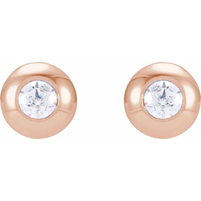 14K Rose .06 CTW Natural Diamond Domed Bezel-Set Earrings