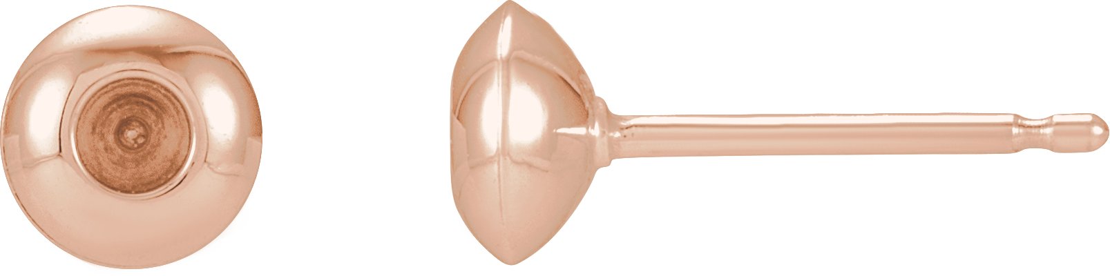 14K Rose 2.5 mm Round Domed Bezel-Set Earring Mounting
