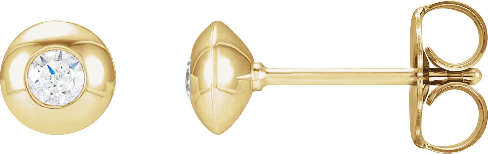 14K Yellow 1/8 CTW Natural Diamond Domed Bezel-Set Earrings