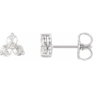 14K White 1/5 CTW Rose-Cut Natural Diamond Three-Stone Earrings