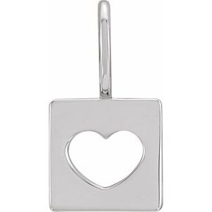 Sterling Silver 14.97x8 mm Pierced Heart Charm/Pendant