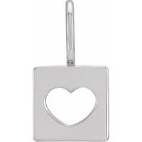Sterling Silver 14.97x8 mm Pierced Heart Charm/Pendant