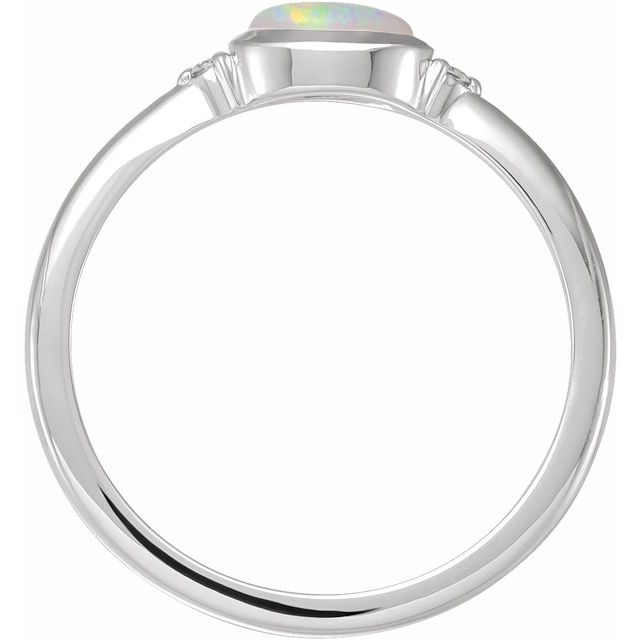 Sterling Silver Natural White Ethiopian Opal & .03 CTW Natural Diamond Ring