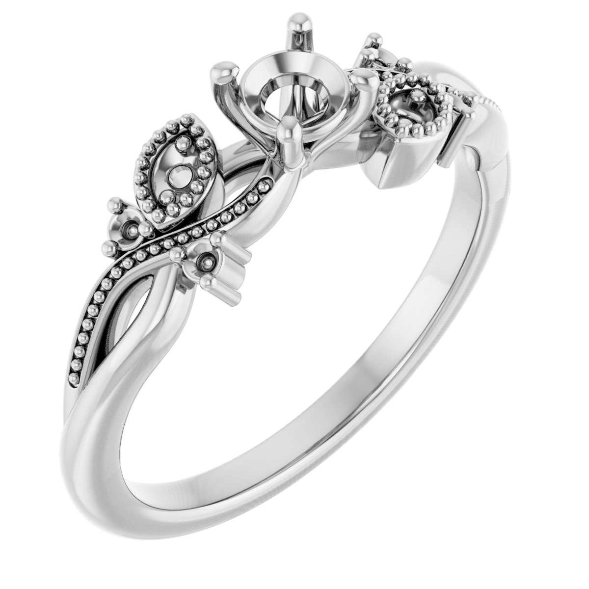 Accented Floral Engagement Ring