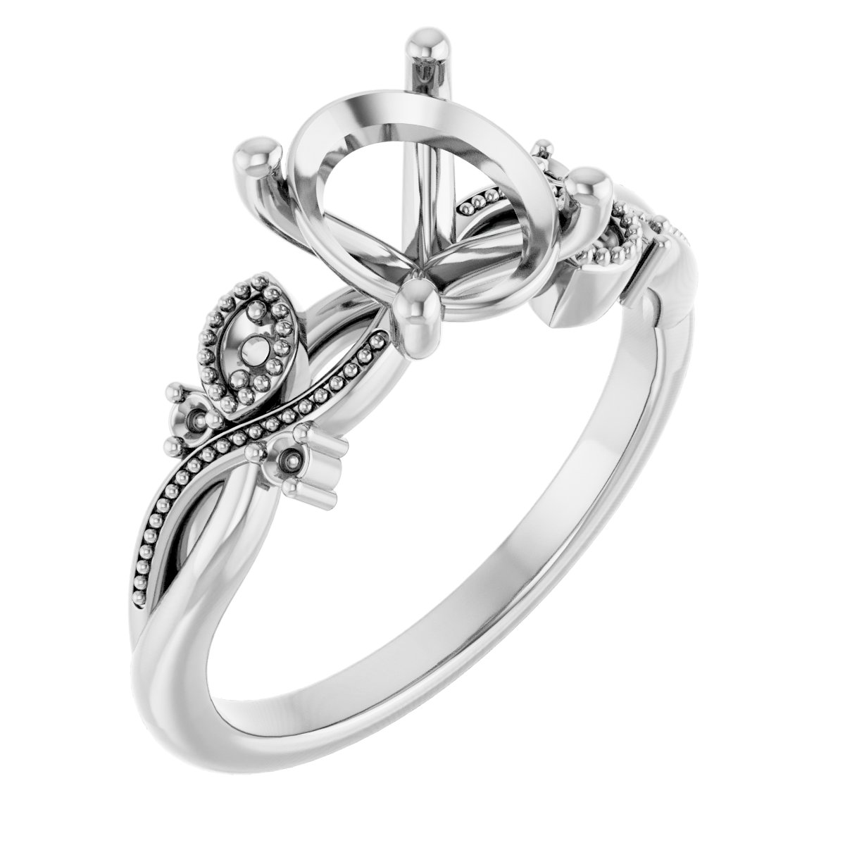 Accented Floral Engagement Ring