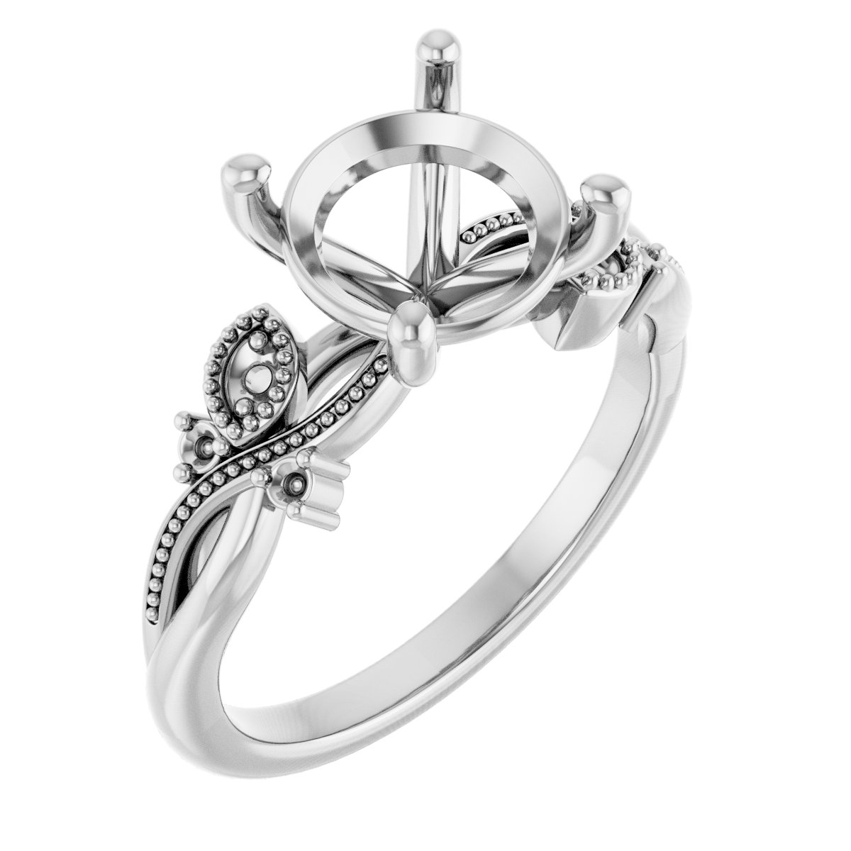 Accented Floral Engagement Ring