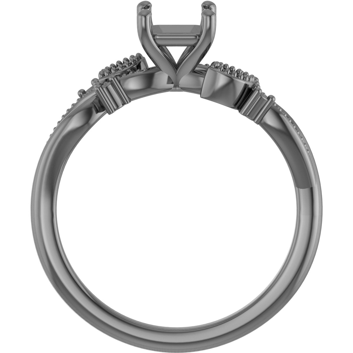 4.5 mm Square Engagement Ring Mounting view 2