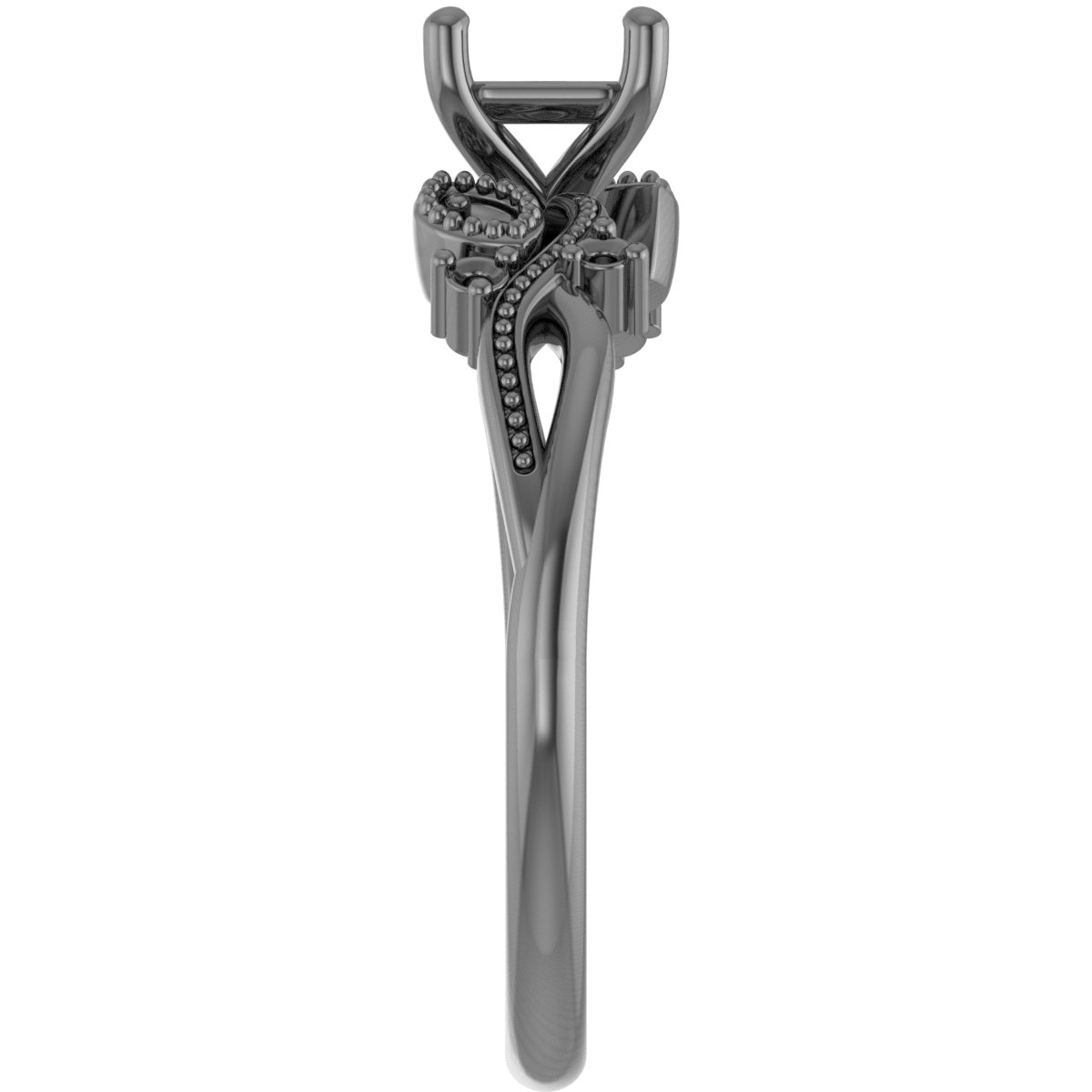 4.5 mm Square Engagement Ring Mounting view 4