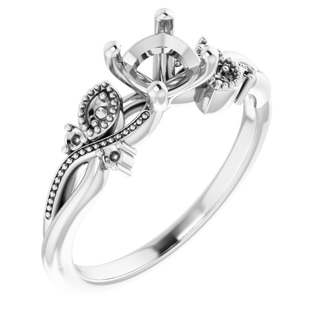 Accented Floral Engagement Ring