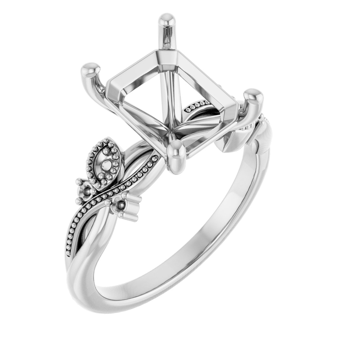 Accented Floral Engagement Ring
