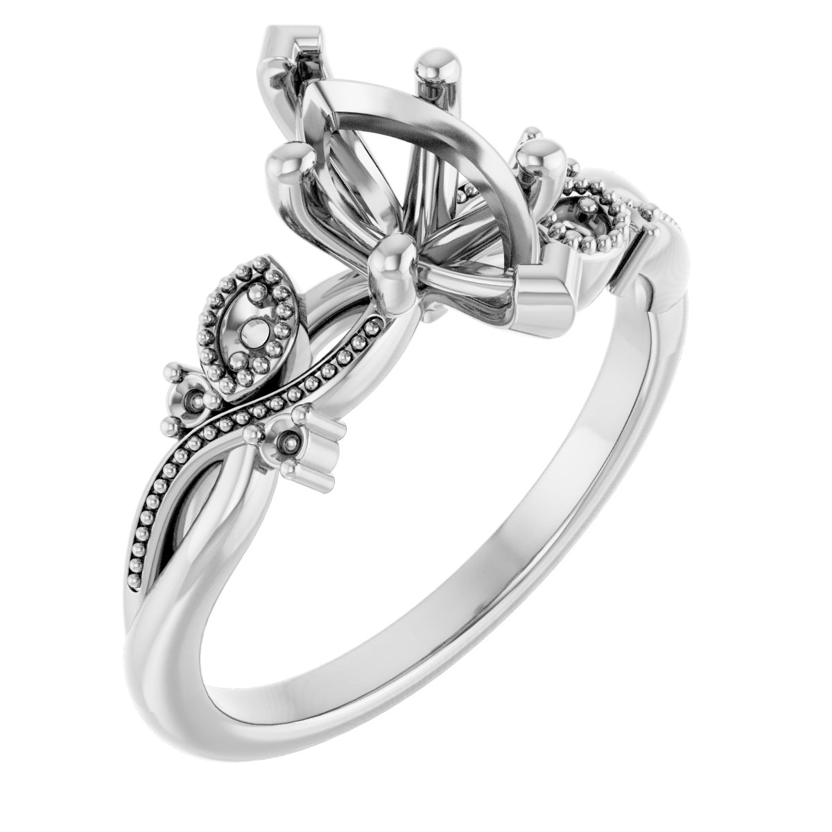 Accented Floral Engagement Ring