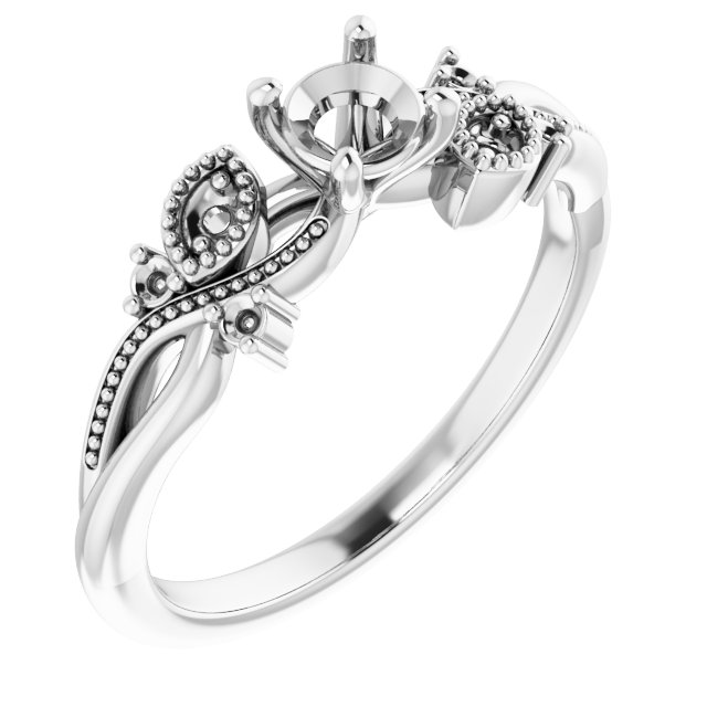 Accented Floral Engagement Ring