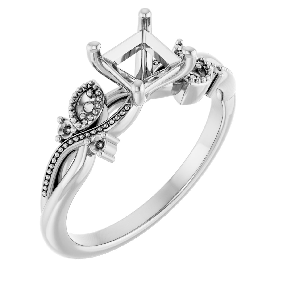 Accented Floral Engagement Ring