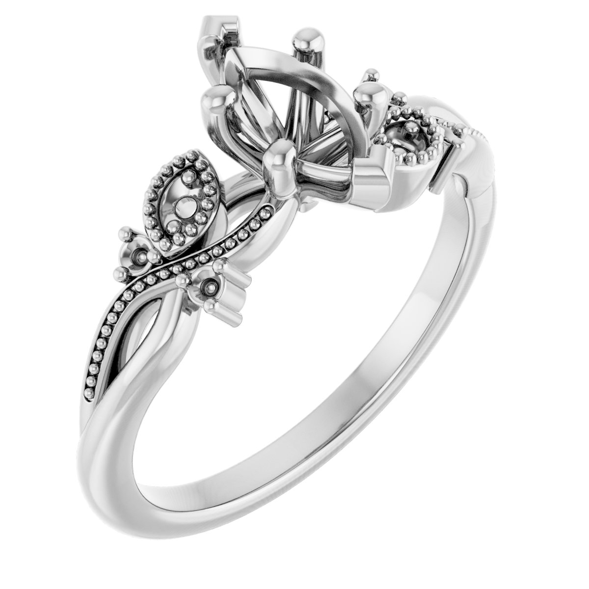 Accented Floral Engagement Ring