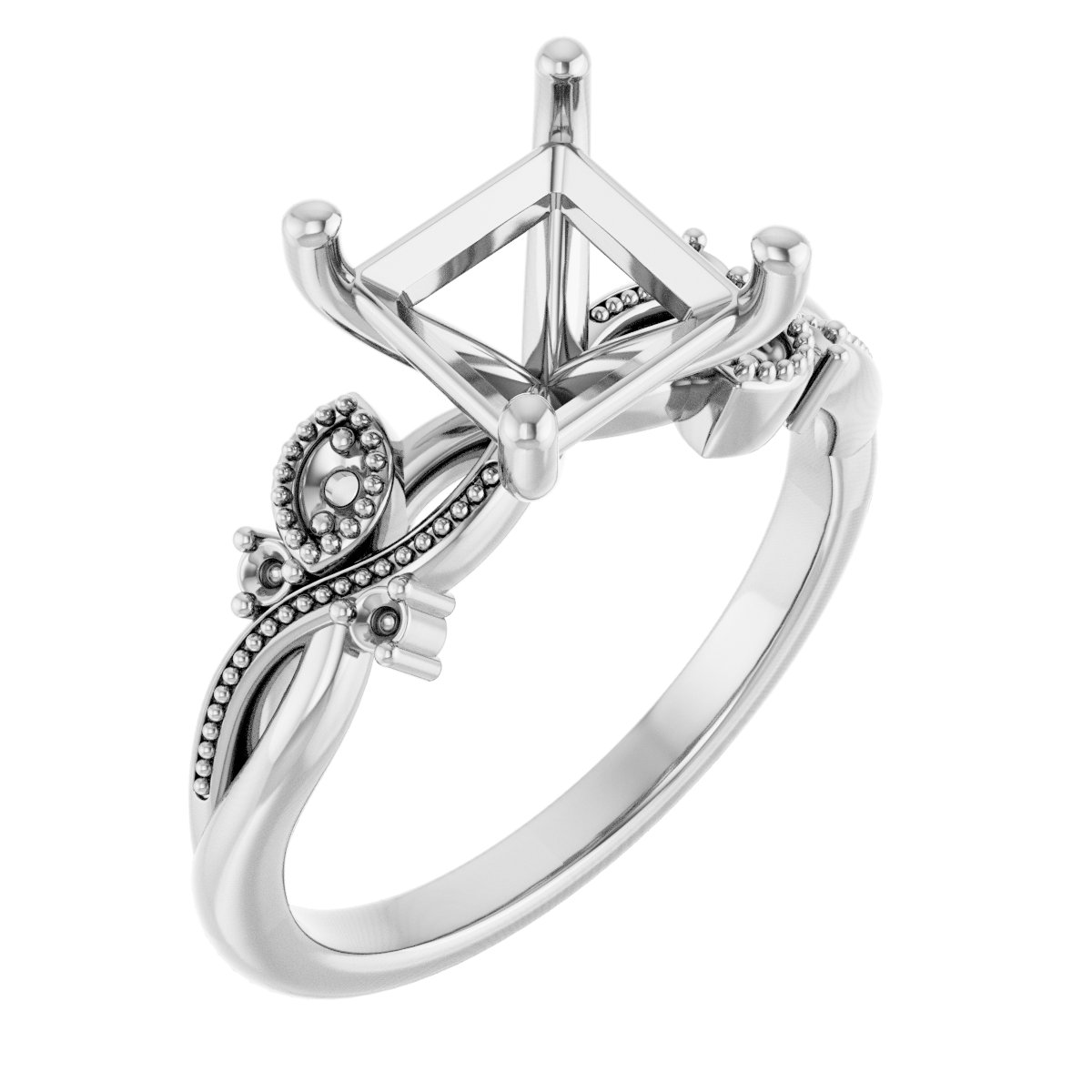 Accented Floral Engagement Ring