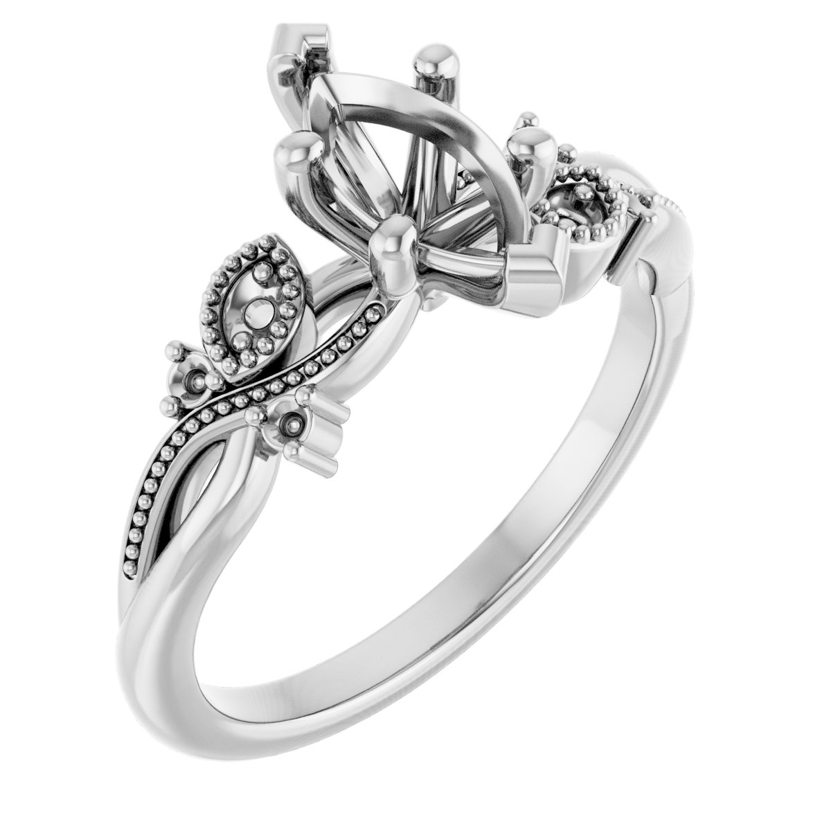 Accented Floral Engagement Ring