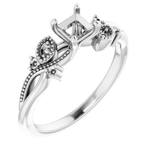 Accented Floral Engagement Ring