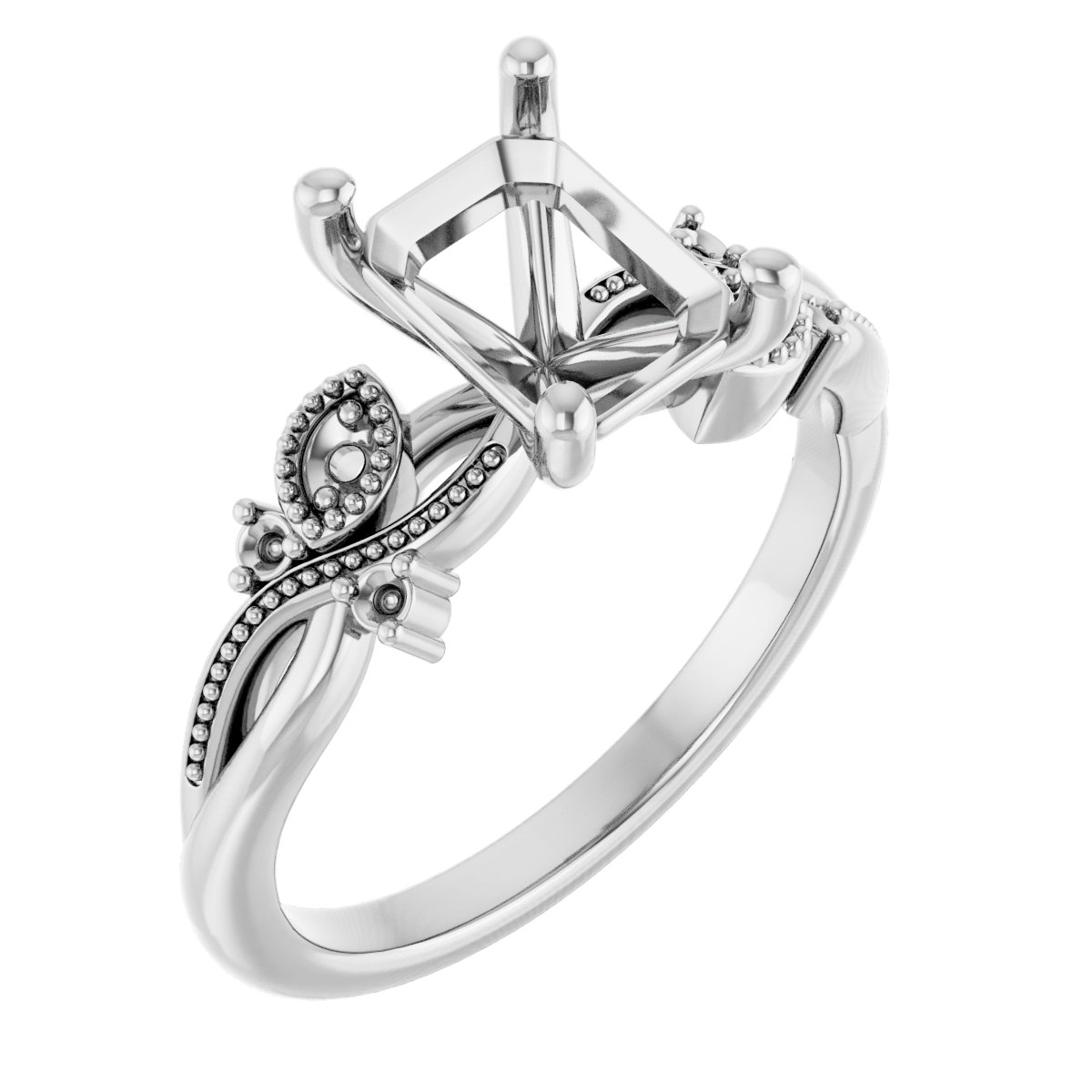 Accented Floral Engagement Ring