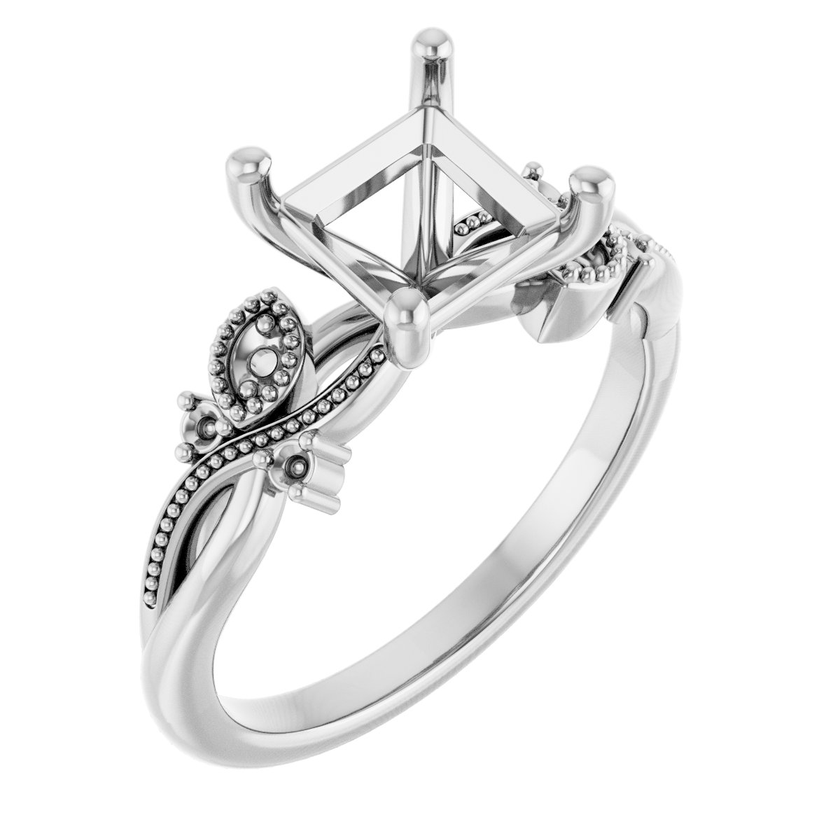 Accented Floral Engagement Ring