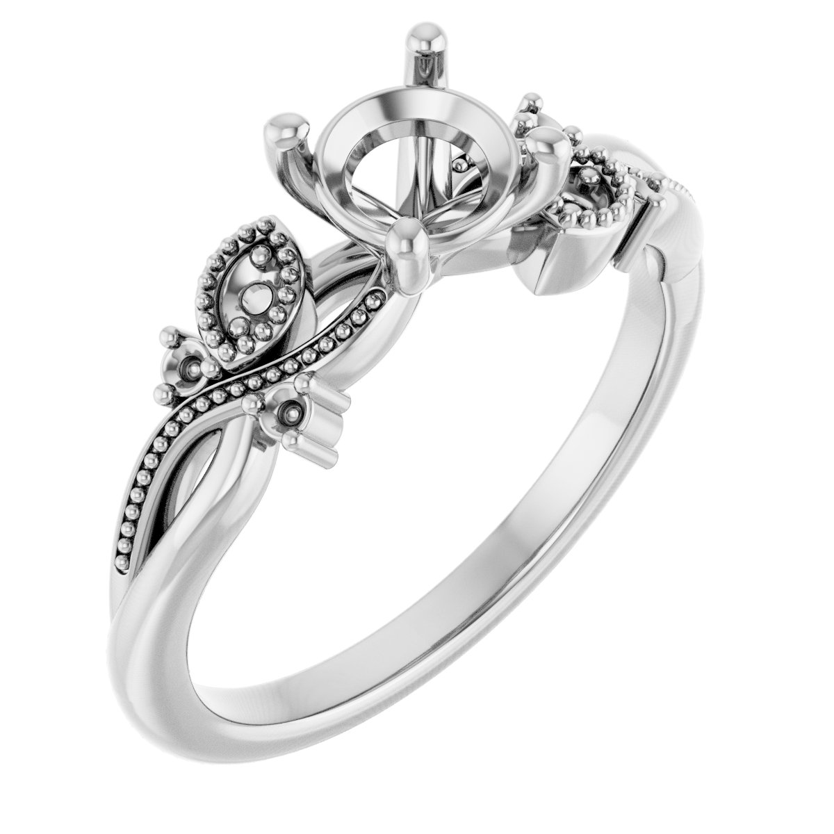 Accented Floral Engagement Ring