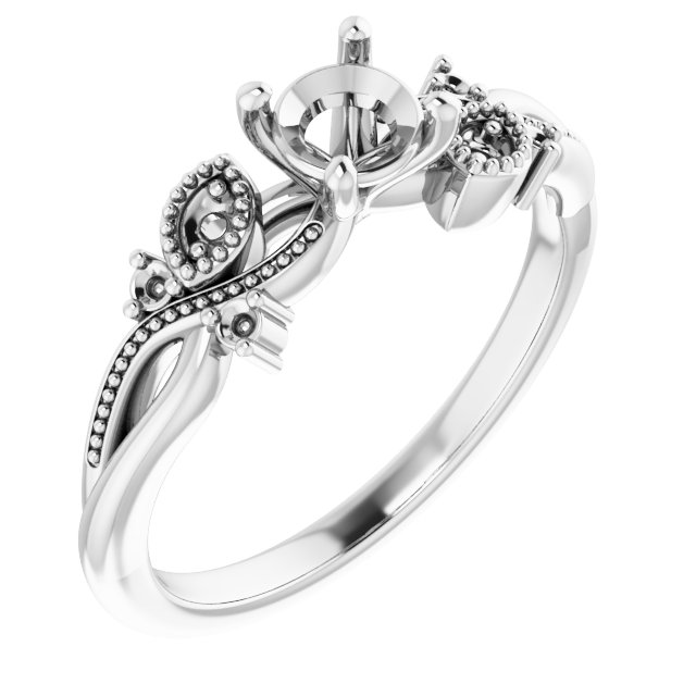 Accented Floral Engagement Ring